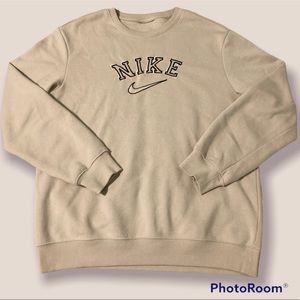 Embroidered beige “Nike” crewneck, size M